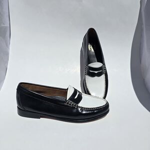 G.H. Bass & Co Weejuns Whitney women penny loafers black white 6.5 Anthropologie